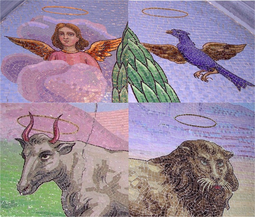 Les quatre évangélistes de la lame de tarot XXI, le monde