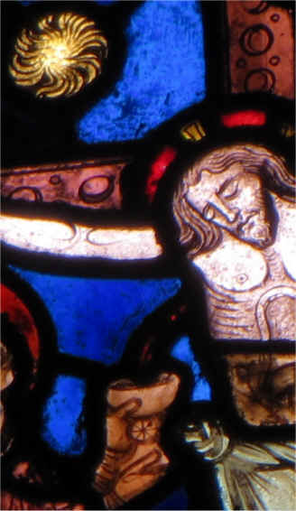 1250, vitrail de la cathdrale de Sens. Le calice se remplit du sang du Christ