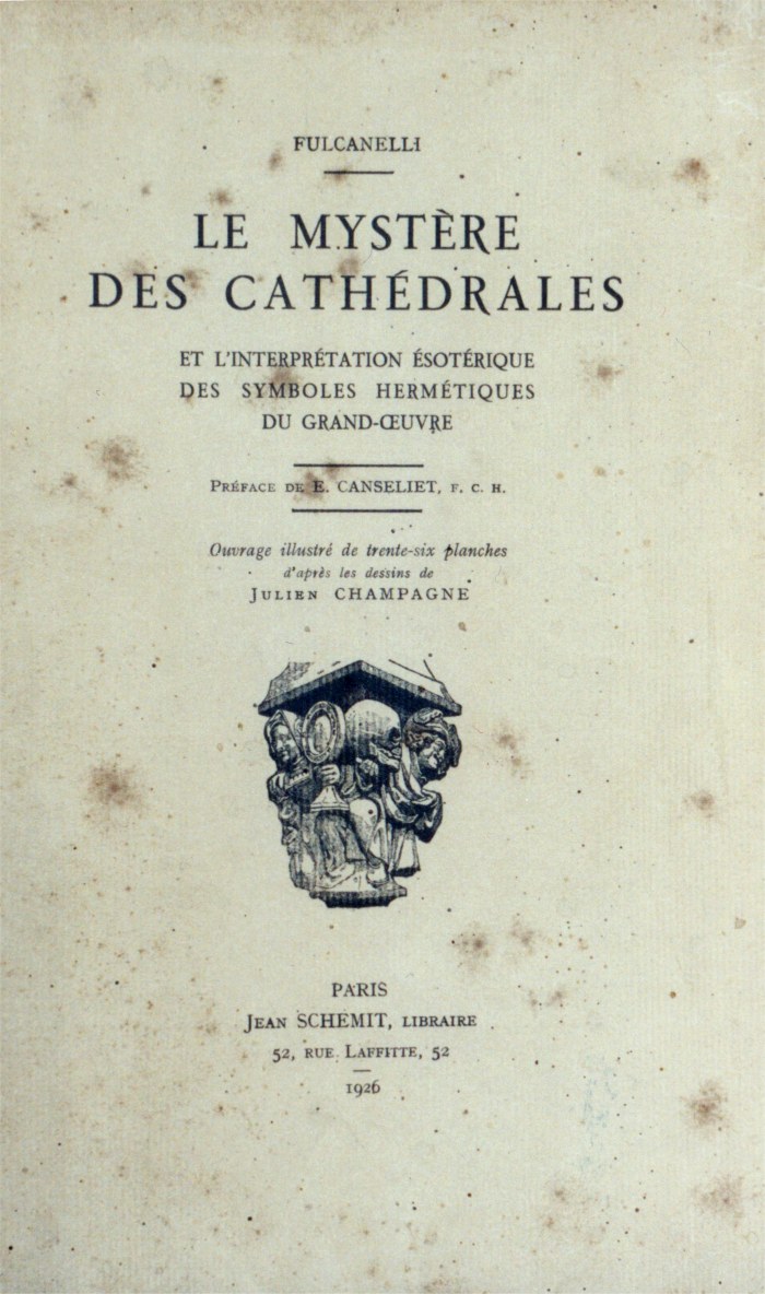 Autre couverture d'une dition originale du "Mystre des cathdrales" de Fulcanellli