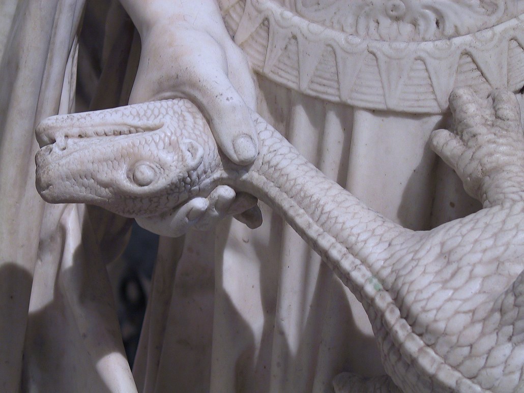 Michel Colombe, tombeau des Carmes. Statue de la force, le dragon
