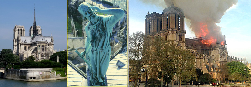 Viollet-Leduc, sa flèche à la cathédrale Notre-Dame de Paris, l'incendie